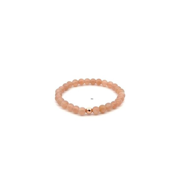 RAFANTHIA Jewelry - Natural Sunstone Gemstones Mini 4mm 18K Rose Gold Charm Bead